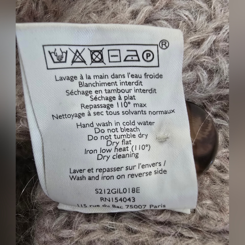 SÉZANE Basile Chunky Knit Mohair Cardigan Beige Grampacore Oversized S Like New - Picture 11 of 11